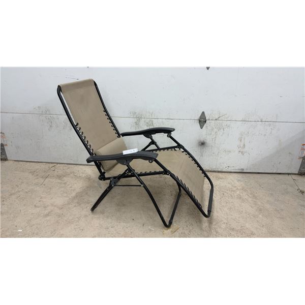 Zero Gravity Recliner Chair, Tan Fabric & Black Frame, Foldable Design