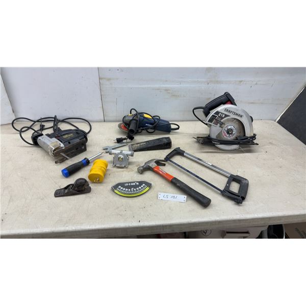 Power Tools: Craftsman 7-1/4" Circular Saw, Angle Grinder, Hammer, Hacksaw & More