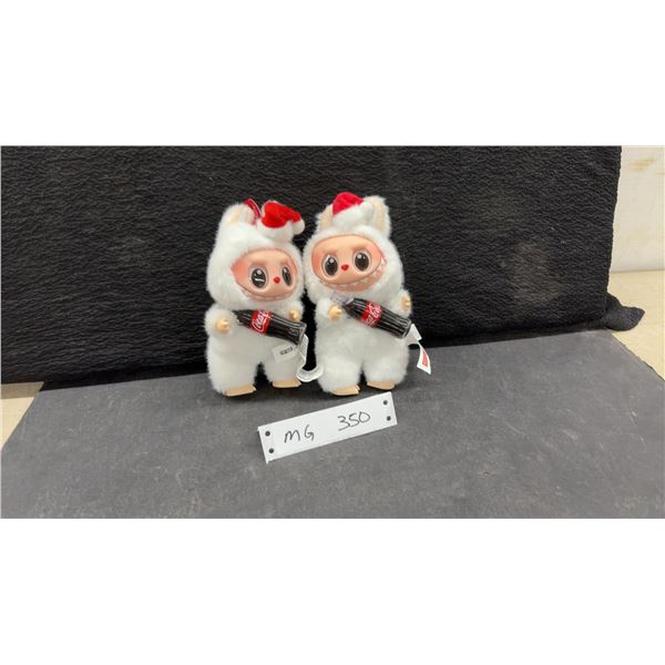 Two Pop Mart Coca-Cola Labubu The Monsters Plush Keychains, 6" Tall