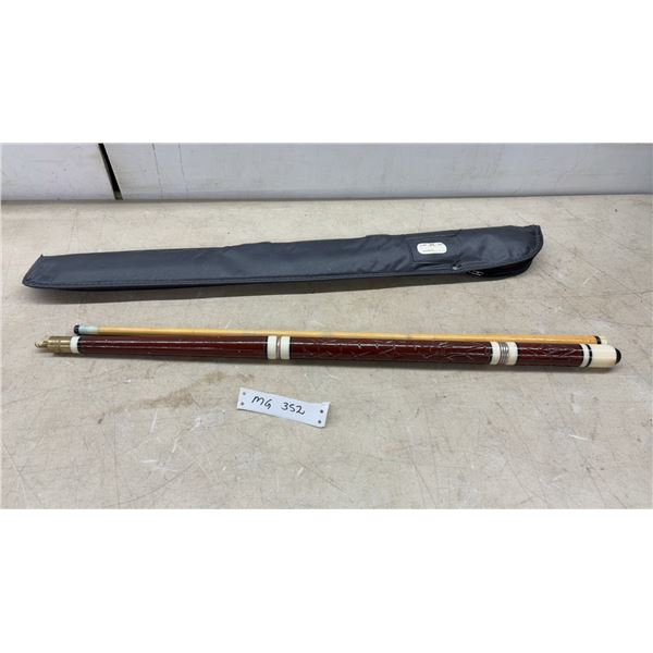 Two-Piece Pool Cue with Case. Damage on Shaft