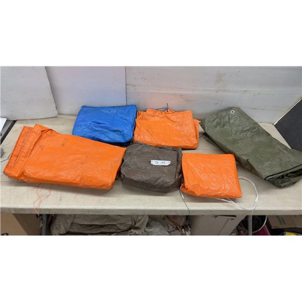 Assorted Tarps: Different Colours & Sizes
