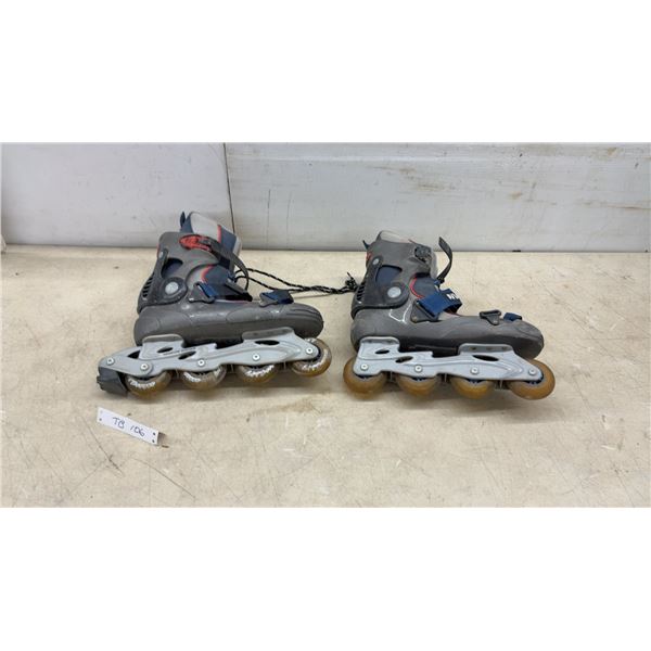 RD Aviator Inline Skates, Gray & Blue, with Torsion System Frames & 76mm Wheels, Sz 11