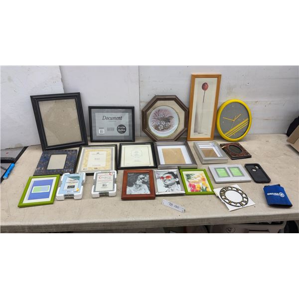 Assorted Picture Frames, Wall Art, Collector Plate, Clock& More