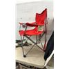 Image 3 : Red Folding Camp Chair, Plano 3100 Tackle Box w/Contents, Fishing Rods, & Carry Case