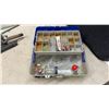 Image 4 : Red Folding Camp Chair, Plano 3100 Tackle Box w/Contents, Fishing Rods, & Carry Case