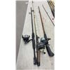Image 6 : Red Folding Camp Chair, Plano 3100 Tackle Box w/Contents, Fishing Rods, & Carry Case