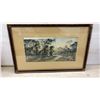 Image 2 : Two Framed Artworks: Watercolor Landscape Signed "Florence G.