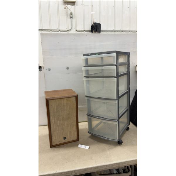 Sony Speaker & 5-Drawer Plastic Rolling Storage Cart