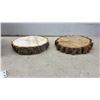 Image 3 : Black Plastic Glove Box & Two Wood Slices