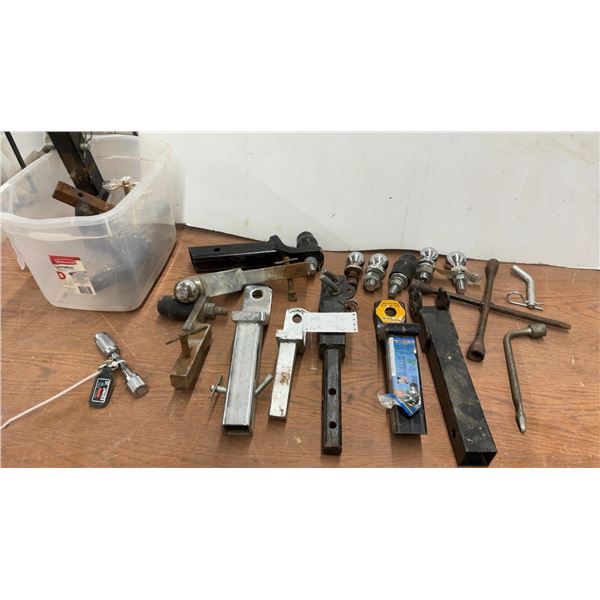 Assorted Trailer Hitch Balls, Ball Mounts, Receivers, Locking Pins, Lug Wrenches and More