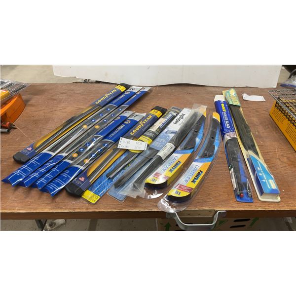 Assorted Wiper Blades: Goodyear Assurance, NAPA Proformer, Michelin HydroEdge, Rain-X Latitude, & M
