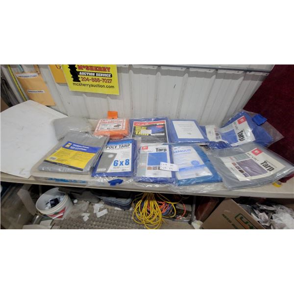 Assortment of New Poly Tarps Including HFT, Big Top, Princess Auto and More, Various Sizes