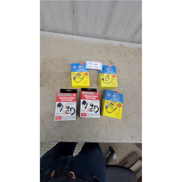 Chicago Electric Power Systems 12-Volt Automatic Battery Float Chargers, Item 42292, Lot of 5