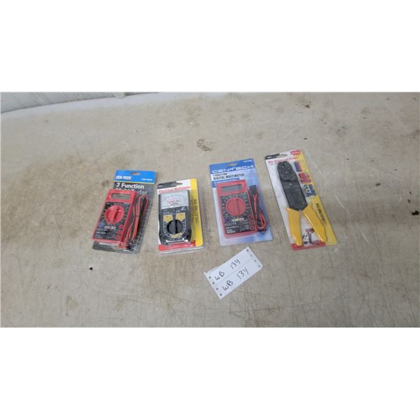 Cen-Tech and Electro-Tek Multimeters and Wire Stripper and Crimper
