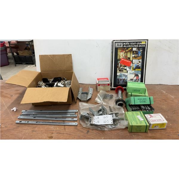 Hardware Lot: Schlage Locks, Bostitch Staples, Cabinet Hinges, Drawer Slides, & More