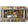 Image 4 : Vintage Fishing Tackle Box With Lures, Line, Baitcasting Reel, and More