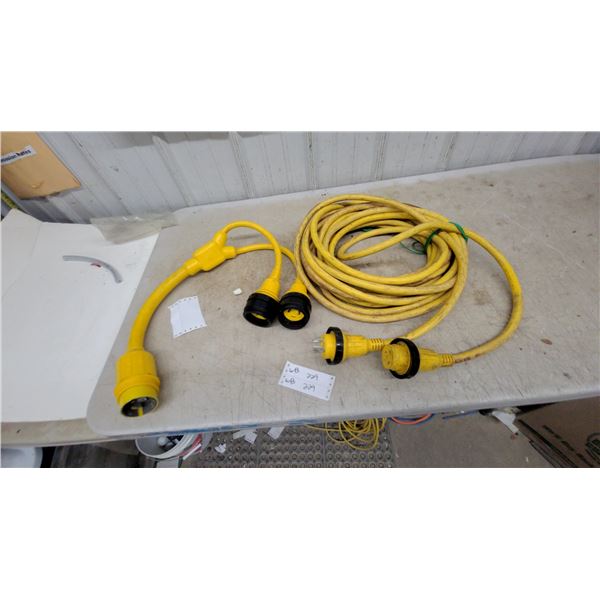 Marine Shore Power Cord Set with 30 Amp Extension, Y-Splitter, and 15 Amp Adapter