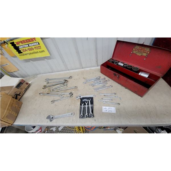 Blackhawk Wrench Set in Metal Toolbox with 3/4" Sockets, Wrenches, Adjustable Wrenches and More