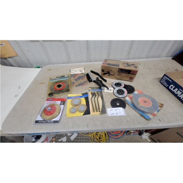 Assortment of Wire Wheels, Brushes, Grinding Discs, 4" Angle Grinder and More