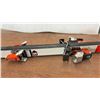 Image 15 : Fischer Cut 70 Skis with Bindings, Scott Ski Poles, & Red Ski Bag.