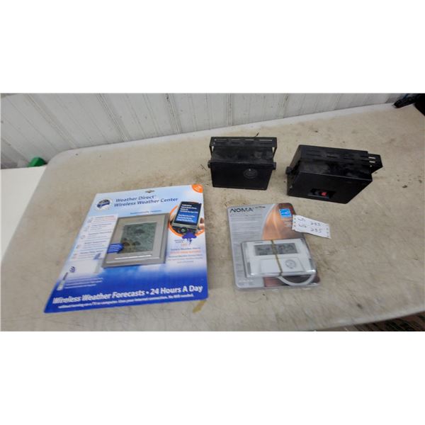 Weather Direct Wireless Weather Center, NOMA Programmable Thermostat and Pair of Speakers