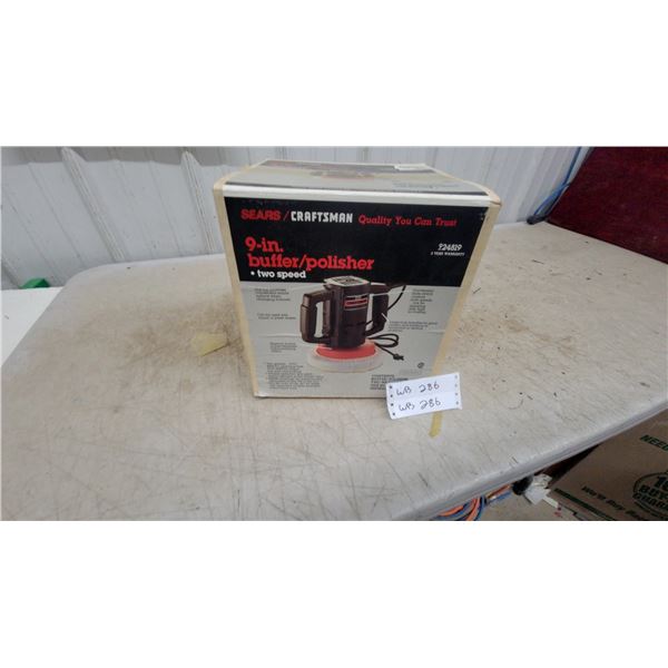 Sears Craftsman 9" Two-Speed Buffer/Polisher, Model 224819, with Waxing and Buffing Bonnets New