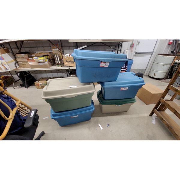 Rubbermaid Roughneck Hinged Storage Totes, 31 x 20 x 18", Blue and Green 5x
