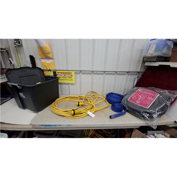 Sump Pump Drainage Kit with Yellow Marine Cord and Blue Layflat Discharge Hose and More