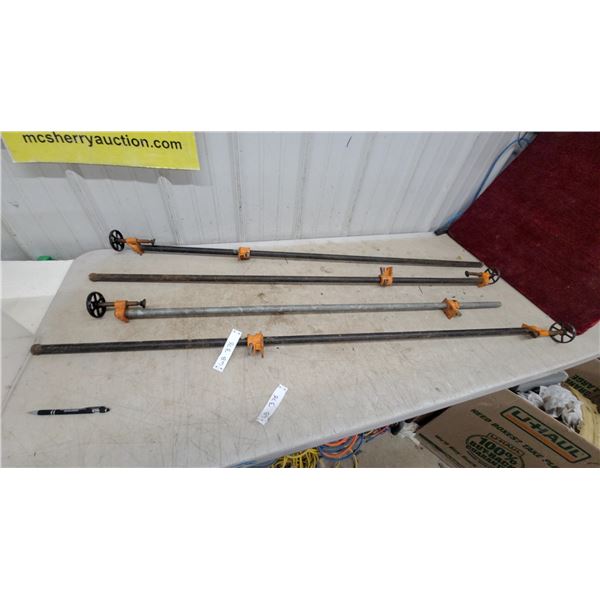 Set of 4 Pipe Clamps with Cast Iron Heads, 3 Black Iron and 1 Galvanized Pipe 48"