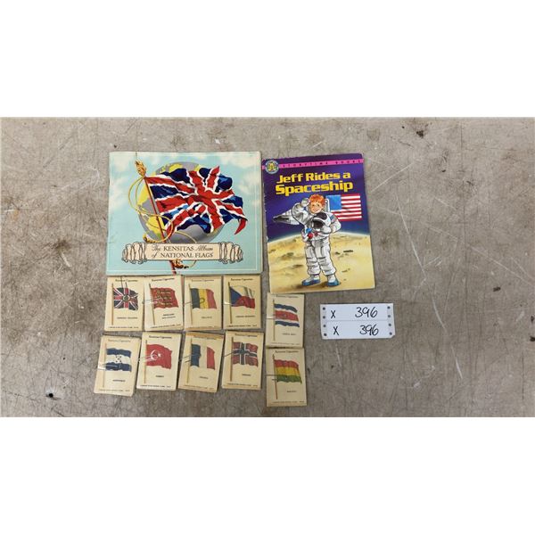 Kensitas Album of National Flags with 10 Cigarette Cards and "Jeff Rides a Spaceship" Book