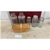 Image 1 : Horlick's Malted Milk Bottles, Corona Improved Jars, Bail-Lid Canning Jar and Wooden Basket