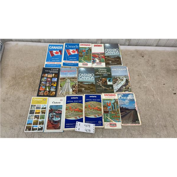 Vintage Canadian Road Maps, Ontario, Quebec, Canada, Texaco, Esso, 1964-1972 and More