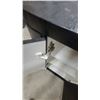 Image 5 : Modern Black Textured Storage Cabinet with Rounded Ends and Drop-Down Doors 78 x 18 x 34"
