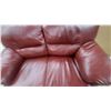 Image 5 : Burgundy Leather Overstuffed Two-Seater Loveseat with Rounded Arms 62" Wide