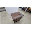 Image 3 : Vintage Dark Wood Drop-Leaf Serving Tea Cart with Turned Legs, Lower Shelf, and Casters