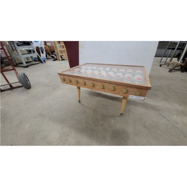 Adams 4 Roses Kentucky Straight Bourbon Whiskey Bottle Display Coffee Table with Tapered Legs