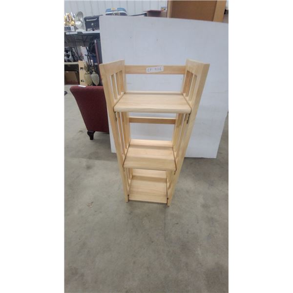Three-Tier Light Wood Folding Bookshelf with Slatted Sides37 x 14 x 12"