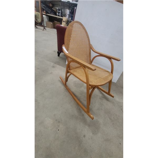 Bentwood Rocking Chair with Arched Caned Back and Seat