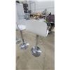 Image 6 : Set of 4 Modern Adjustable Height Swivel Bar Stools, Glossy White Seats, Chrome Bases