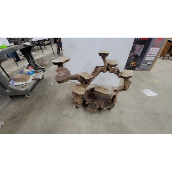 Handcrafted Sculptural Driftwood Multi-Tiered Display or Plant Stand With Live-Edge Shelves Appox