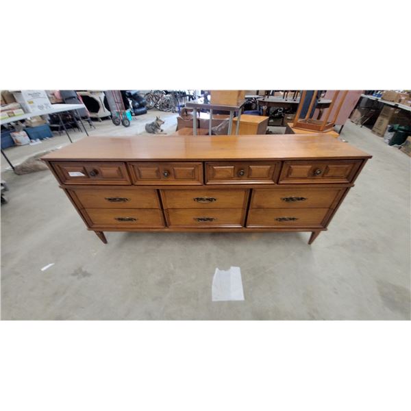Vintage French Provincial Wood Dresser/Credenza with Three Double-Door Cabinets and Four Drawers