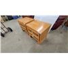 Image 5 : Pair of Light-Toned Wood Nightstands with Two-Door Cabinets and Open Shelves 23 x 23 x 19"