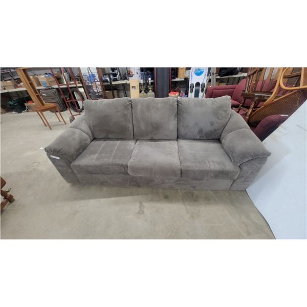 Gray Sofa with Plush Attached Back Cushions 86"