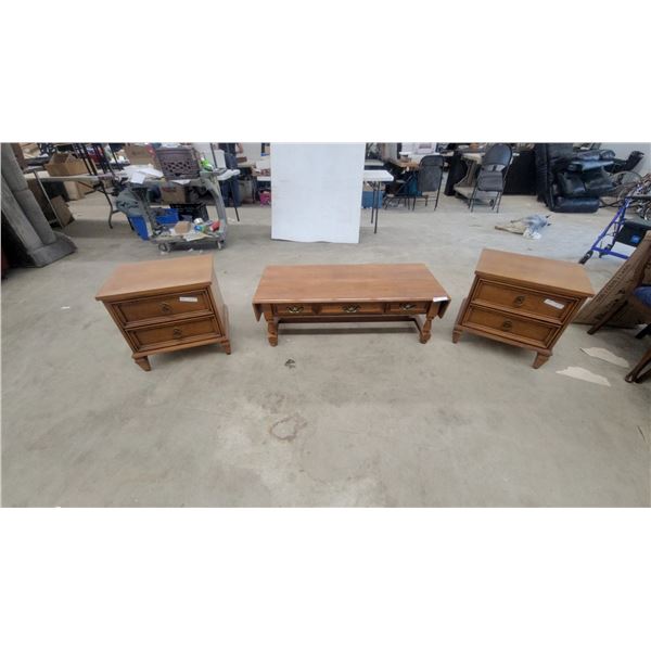Coffee Table 16 x 48 x 22" plus Drop Leafs and 2 End Tables 22 x 22 x 17"