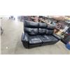 Image 1 : Black Leather Style Three-Seater Power Reclining Sofa With Armrest Control Panel 80"