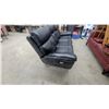 Image 2 : Black Leather Style Three-Seater Power Reclining Sofa With Armrest Control Panel 80"