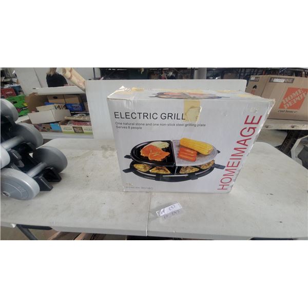 HomeImage HI-3K0760 Electric Grill with Natural Stone and Non-Stick Steel Plate, Serves 8