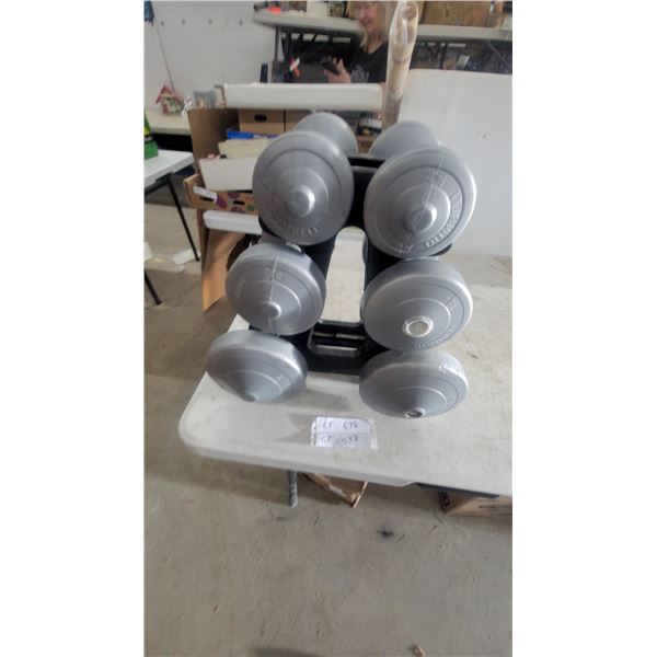 Dumbbell Set with Rack; 6 Dumbbells, 20 lb. Each