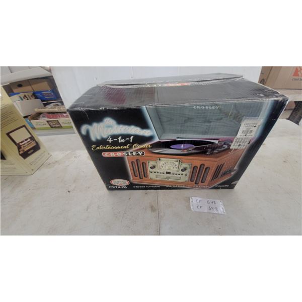 Crosley Musician 4-in-1 Entertainment Center CR74-PA, Turntable, AM/FM Radio, CD and Cassette