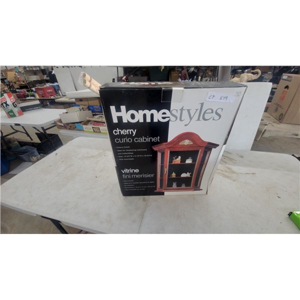 Homestyles Cherry Finish Wall-Mountable Curio Cabinet, 15 3/4 x 5 1/2 x 18 3/4"